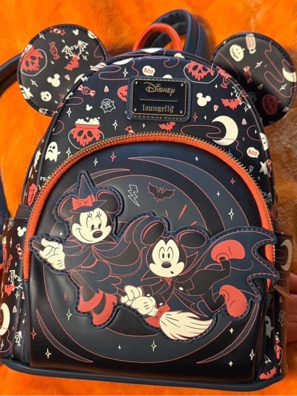 Loungefly Black & Orange Disney Halloween Minnie and Mickey Mini Backpack
